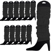 12 LEG WARMERS Knitted Womens Neon Party Knit Ankle Fluro Dance Costume 80s BULK - Black V563-BR-12NNLEGWRMR-BLK