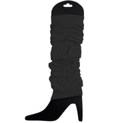 12 LEG WARMERS Knitted Womens Neon Party Knit Ankle Fluro Dance Costume 80s BULK - Black V563-BR-12NNLEGWRMR-BLK