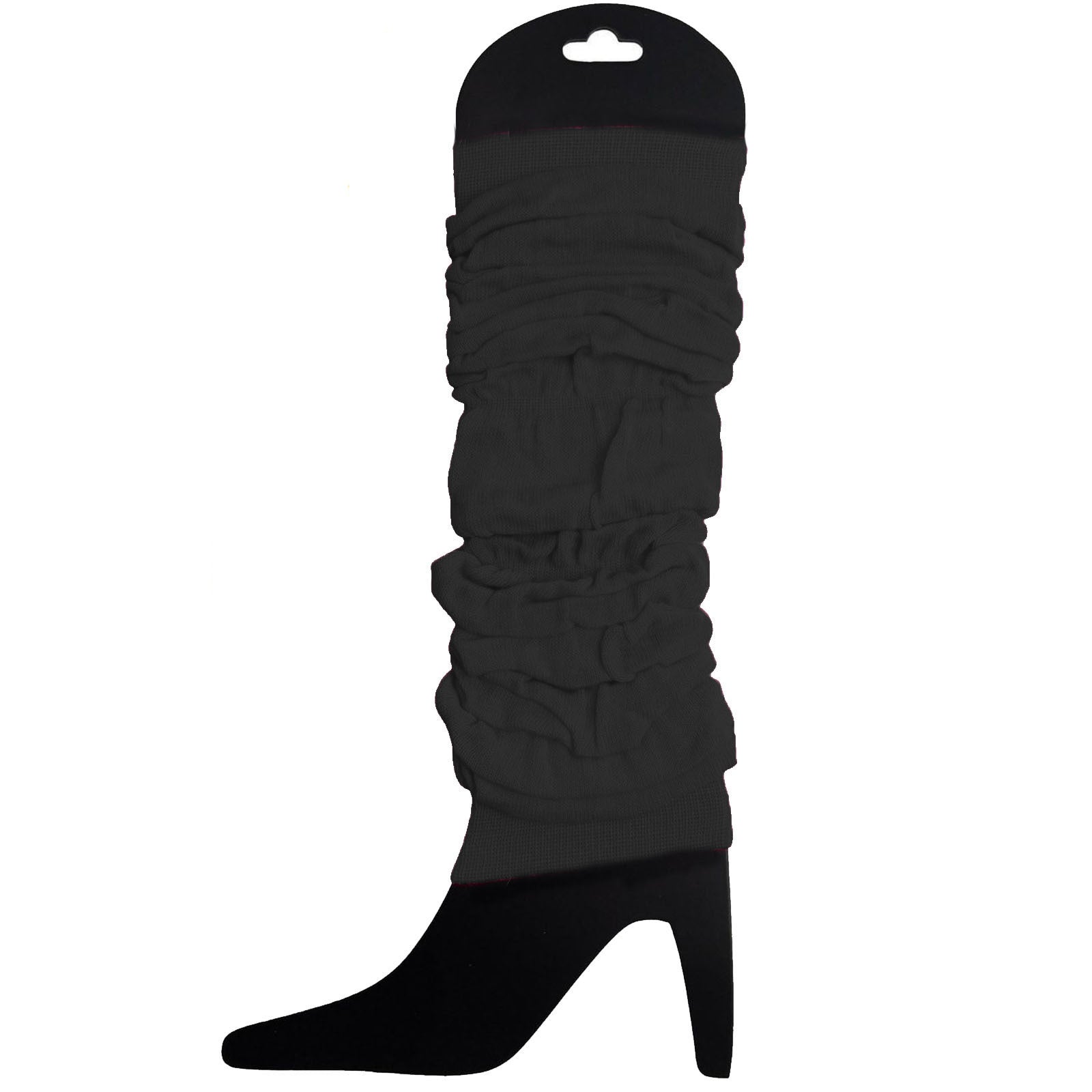 12 LEG WARMERS Knitted Womens Neon Party Knit Ankle Fluro Dance Costume 80s BULK - Black V563-BR-12NNLEGWRMR-BLK