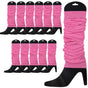 12 LEG WARMERS Knitted Womens Neon Party Knit Ankle Fluro Dance Costume 80s BULK - Light Pink V563-BR-12NNLEGWRMR-LHTPNK