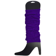 12 LEG WARMERS Knitted Womens Neon Party Knit Ankle Fluro Dance Costume 80s BULK - Purple V563-BR-12NNLEGWRMR-PURP