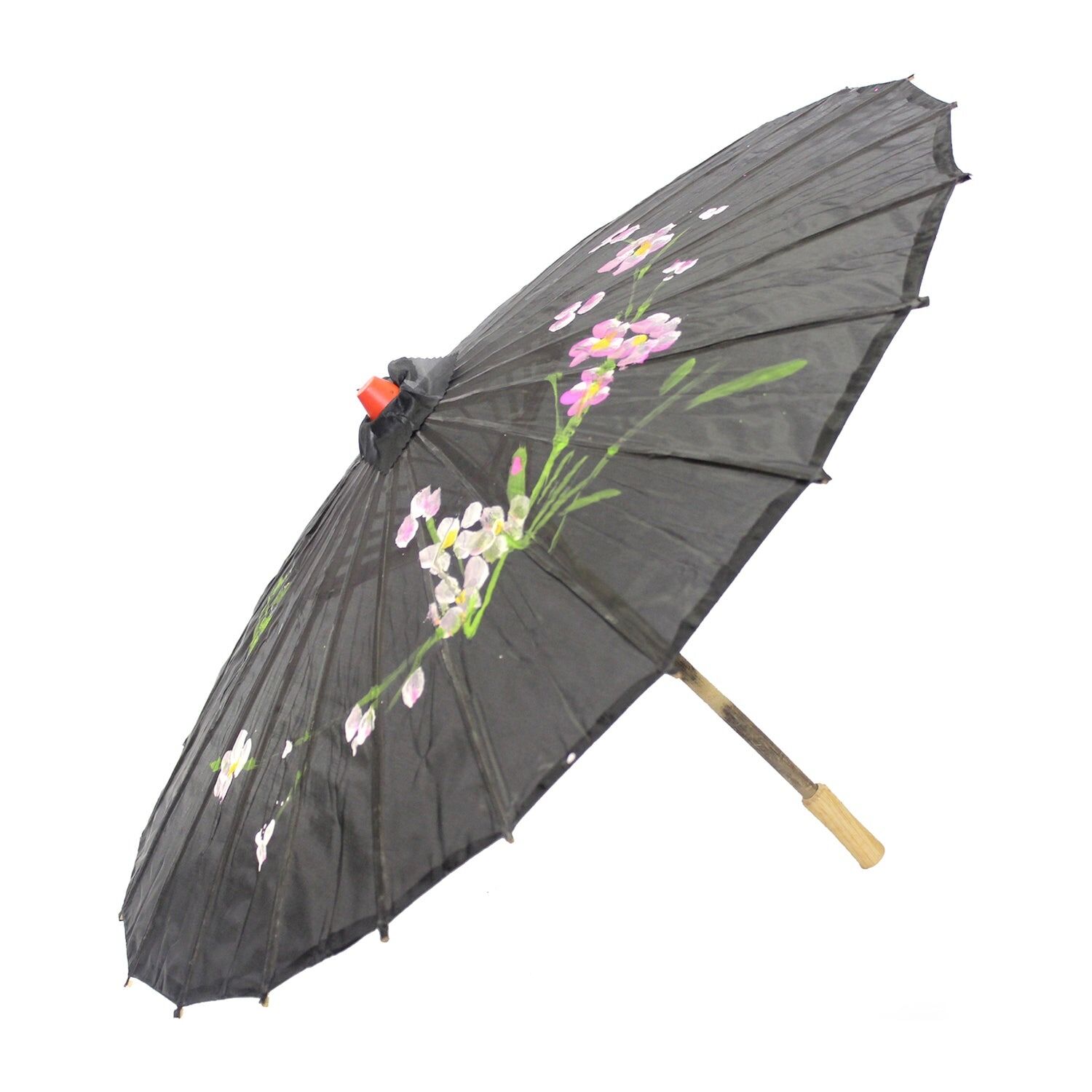 12x PARASOL UMBRELLA Chinese Japanese Bamboo Flower Pattern 80cm Large BULK - Assorted Colour Pack V563-BR-12PARUMBRLA-ASST