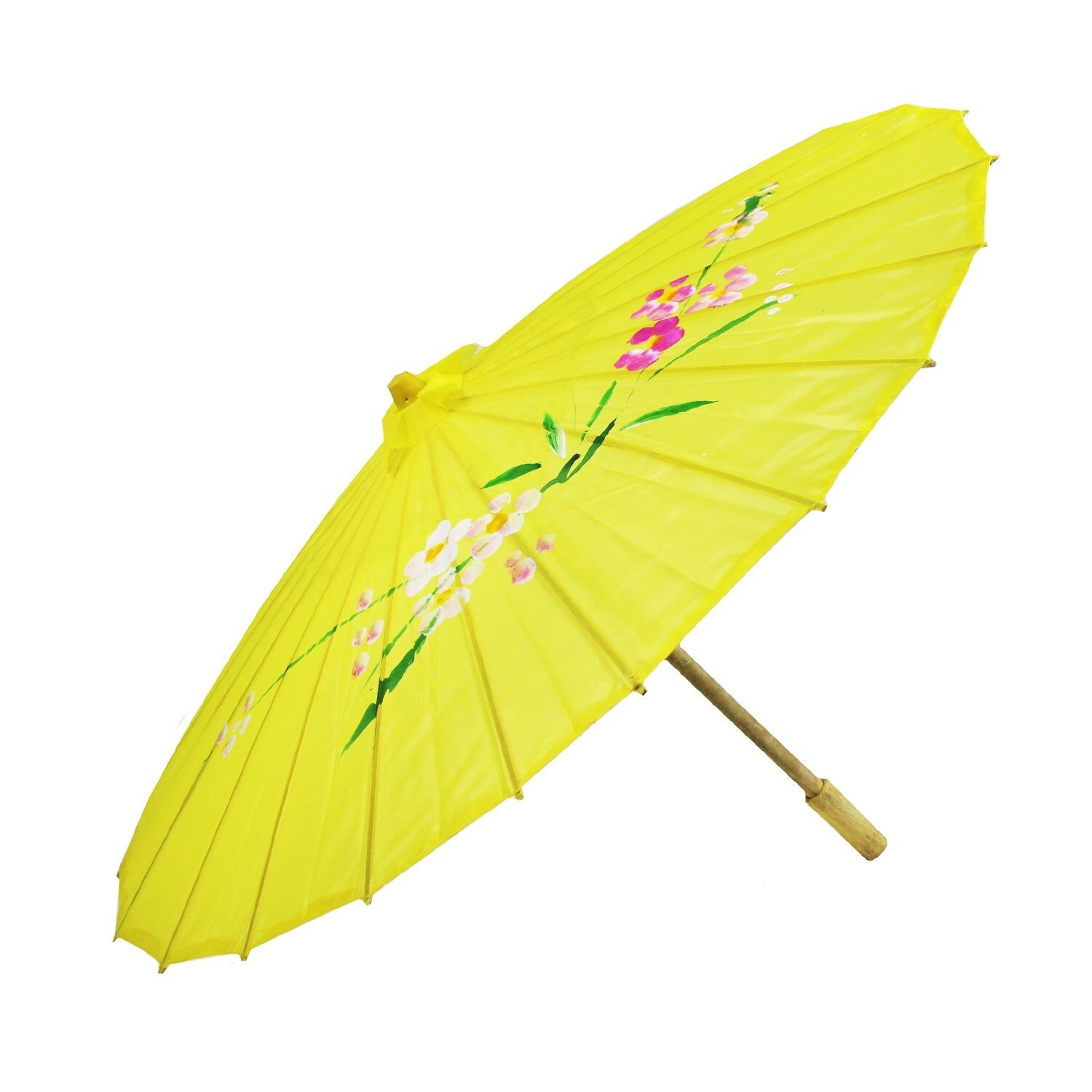 12x PARASOL UMBRELLA Chinese Japanese Bamboo Flower Pattern 80cm Large BULK - Assorted Colour Pack V563-BR-12PARUMBRLA-ASST