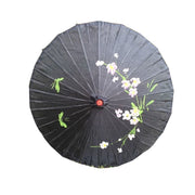 12x PARASOL UMBRELLA Chinese Japanese Bamboo Flower Pattern 80cm Large BULK - Black V563-BR-12PARUMBRLA-BLK