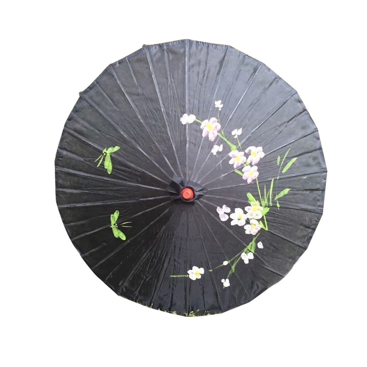 12x PARASOL UMBRELLA Chinese Japanese Bamboo Flower Pattern 80cm Large BULK - Black V563-BR-12PARUMBRLA-BLK