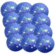 12x PARASOL UMBRELLA Chinese Japanese Bamboo Flower Pattern 80cm Large BULK - Blue V563-BR-12PARUMBRLA-BLU