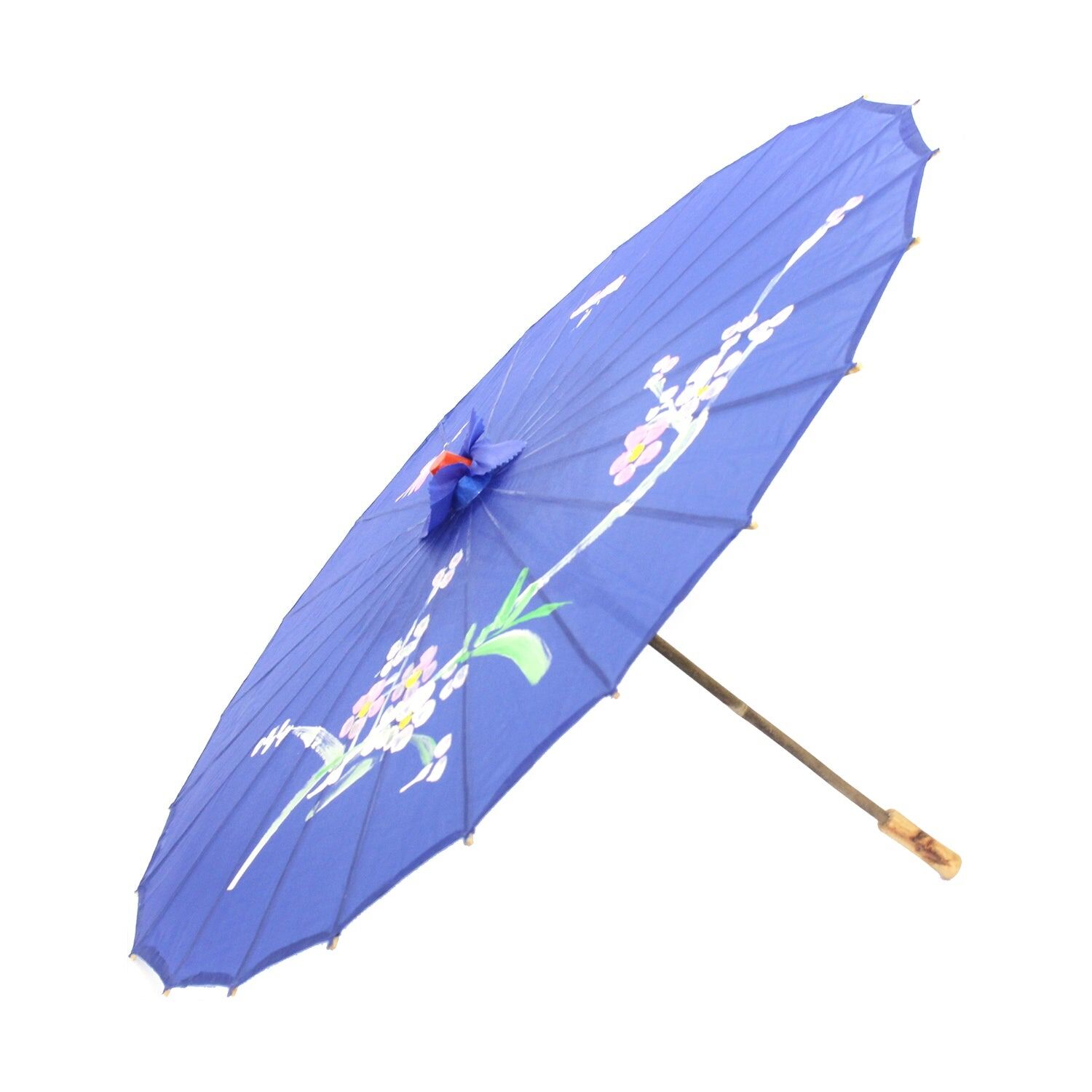 12x PARASOL UMBRELLA Chinese Japanese Bamboo Flower Pattern 80cm Large BULK - Blue V563-BR-12PARUMBRLA-BLU