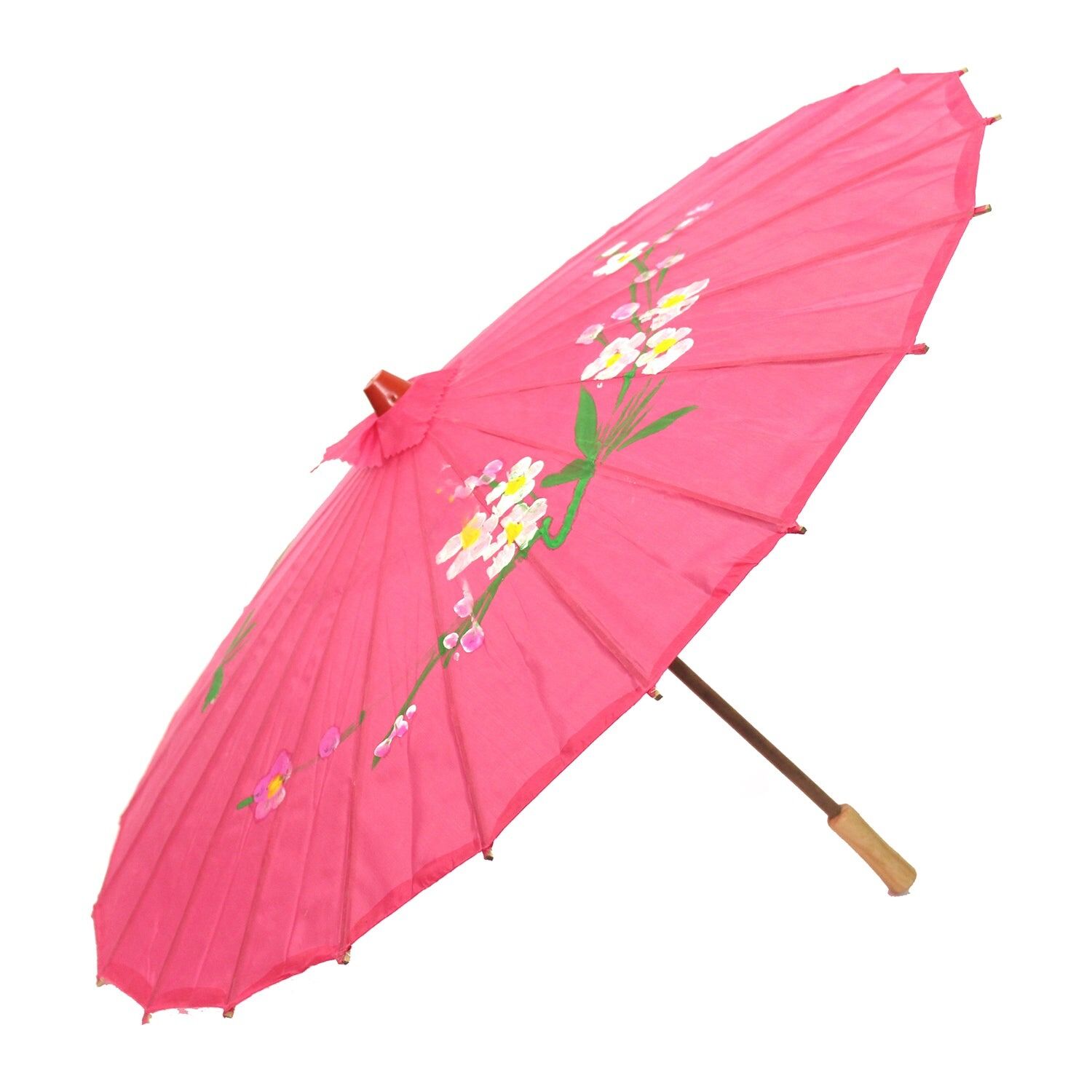 12x PARASOL UMBRELLA Chinese Japanese Bamboo Flower Pattern 80cm Large BULK - Hot Pink V563-BR-12PARUMBRLA-HPINK