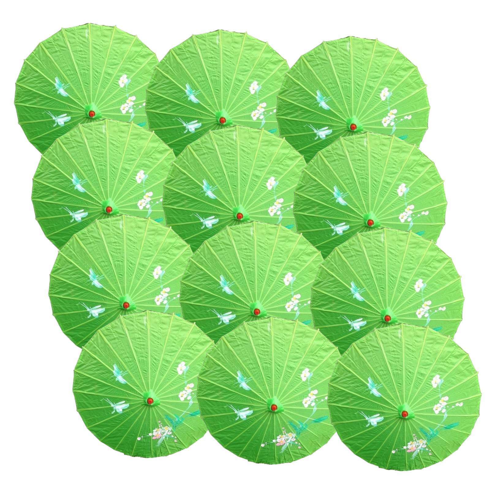 12x PARASOL UMBRELLA Chinese Japanese Bamboo Flower Pattern 80cm Large BULK - Light Green V563-BR-12PARUMBRLA-LGREEN