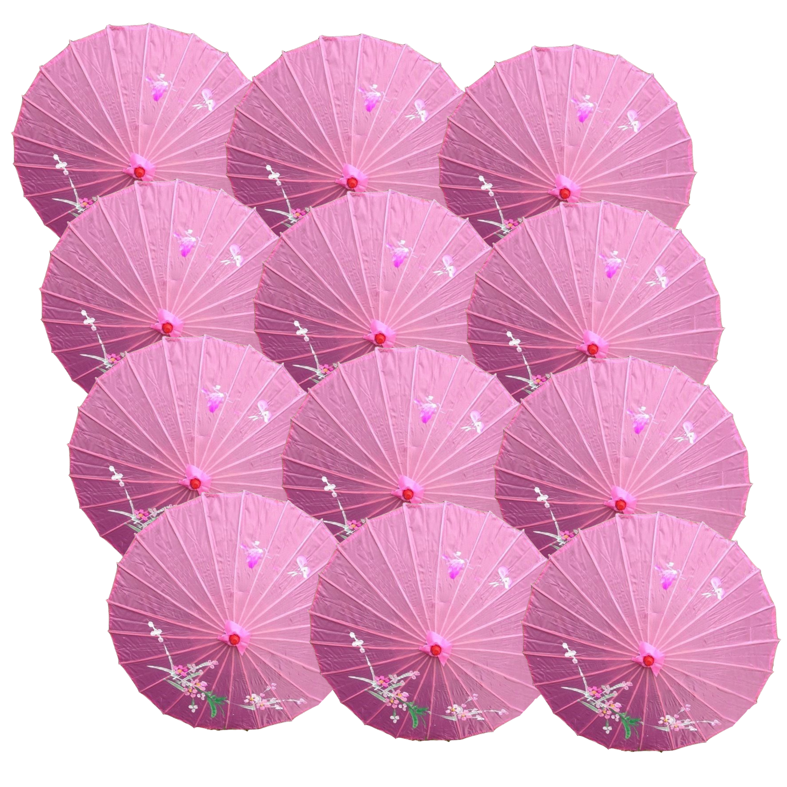 12x PARASOL UMBRELLA Chinese Japanese Bamboo Flower Pattern 80cm Large BULK - Light Pink V563-BR-12PARUMBRLA-LTPNK