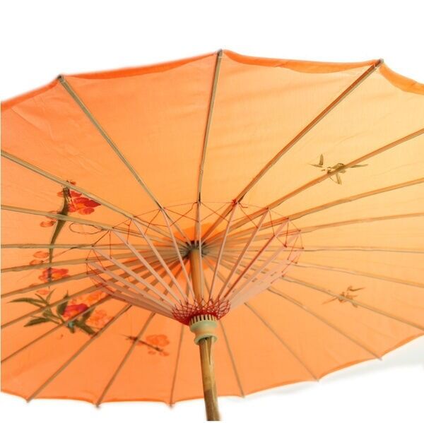 12x PARASOL UMBRELLA Chinese Japanese Bamboo Flower Pattern 80cm Large BULK - Orange V563-BR-12PARUMBRLA-ORNG