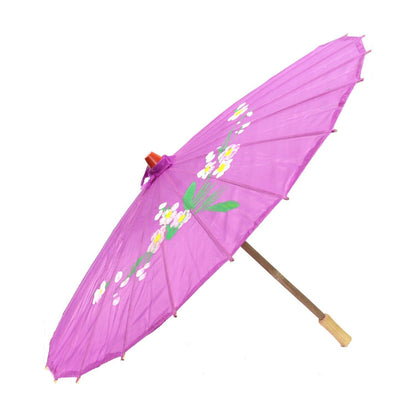 12x PARASOL UMBRELLA Chinese Japanese Bamboo Flower Pattern 80cm Large BULK - Purple V563-BR-12PARUMBRLA-PUR