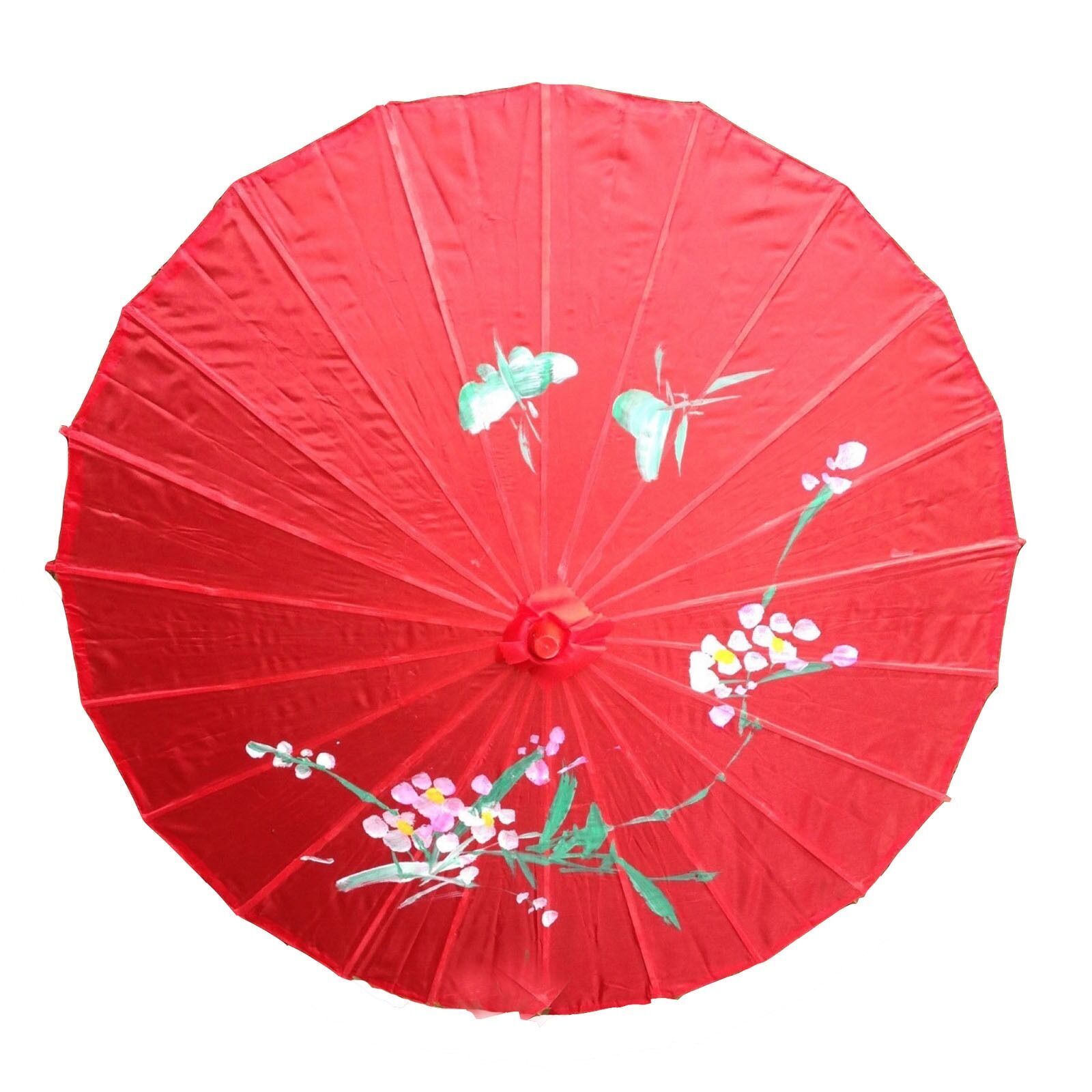 12x PARASOL UMBRELLA Chinese Japanese Bamboo Flower Pattern 80cm Large BULK - Red V563-BR-12PARUMBRLA-RED