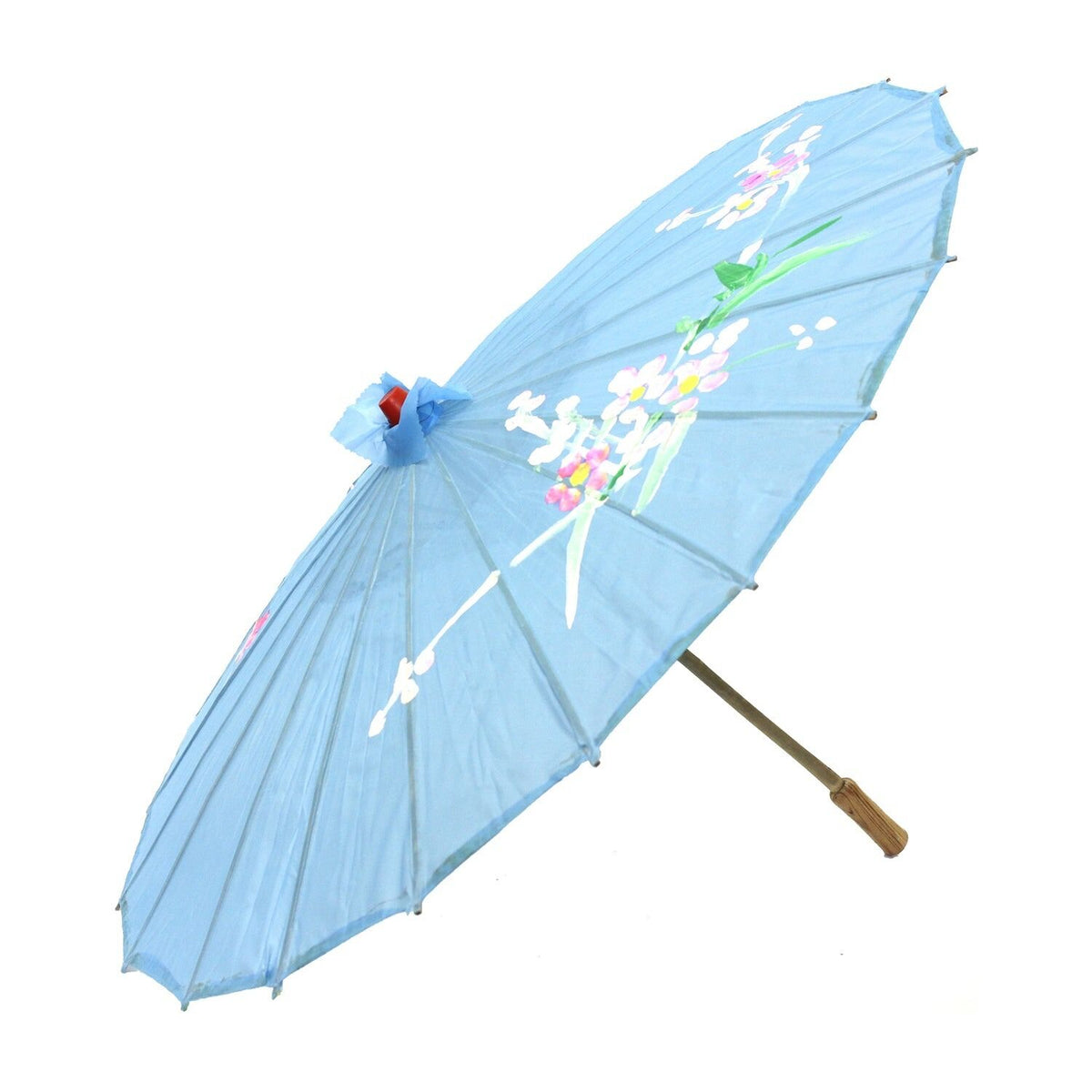 12x PARASOL UMBRELLA Chinese Japanese Bamboo Flower Pattern 80cm Large BULK - Sky Blue V563-BR-12PARUMBRLA-SKYBLU
