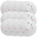 12x PARASOL UMBRELLA Chinese Japanese Bamboo Flower Pattern 80cm Large BULK - White V563-BR-12PARUMBRLA-WHT