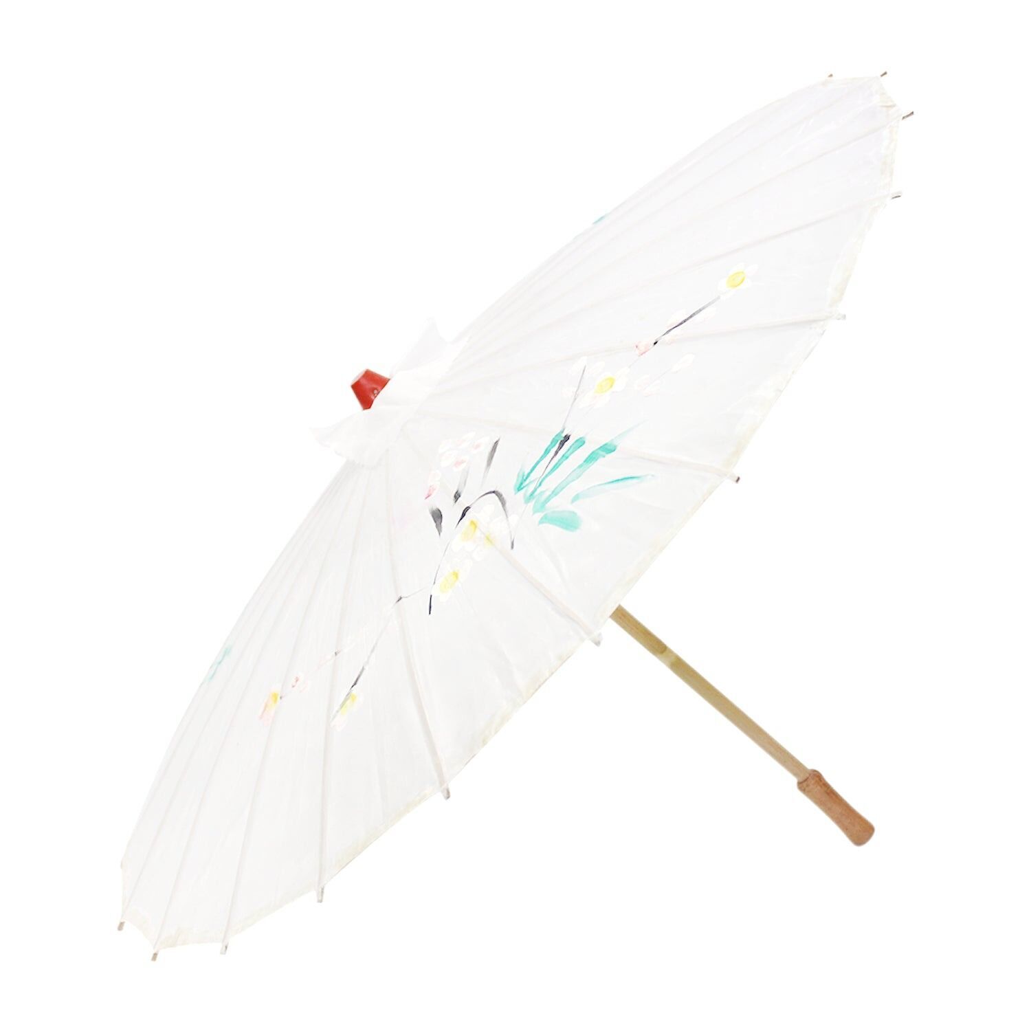 12x PARASOL UMBRELLA Chinese Japanese Bamboo Flower Pattern 80cm Large BULK - White V563-BR-12PARUMBRLA-WHT