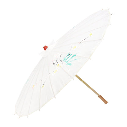 12x PARASOL UMBRELLA Chinese Japanese Bamboo Flower Pattern 80cm Large BULK - White V563-BR-12PARUMBRLA-WHT