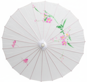 12x PARASOL UMBRELLA Chinese Japanese Bamboo Flower Pattern 80cm Large BULK - White V563-BR-12PARUMBRLA-WHT