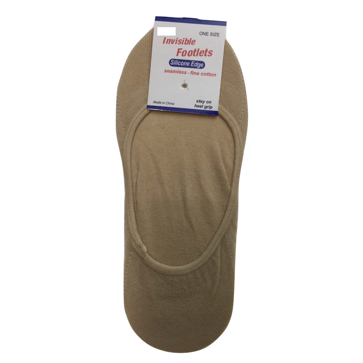 1x NO SHOW COTTON SOCKS Non Slip Heel Grip Low Cut Invisible Footlet Seamless - Beige - 2-8 V563-BR-1NSHOWCTNSOX-BGE-2_8