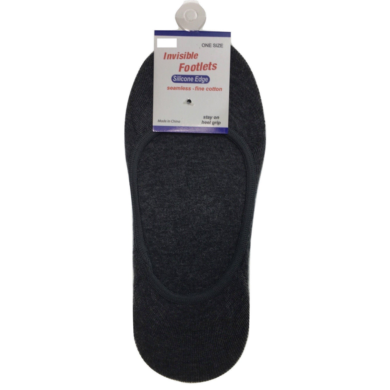 1x NO SHOW COTTON SOCKS Non Slip Heel Grip Low Cut Invisible Footlet Seamless - Charcoal - 2-8 V563-BR-1NSHOWCTNSOX-CHRCL-2_8
