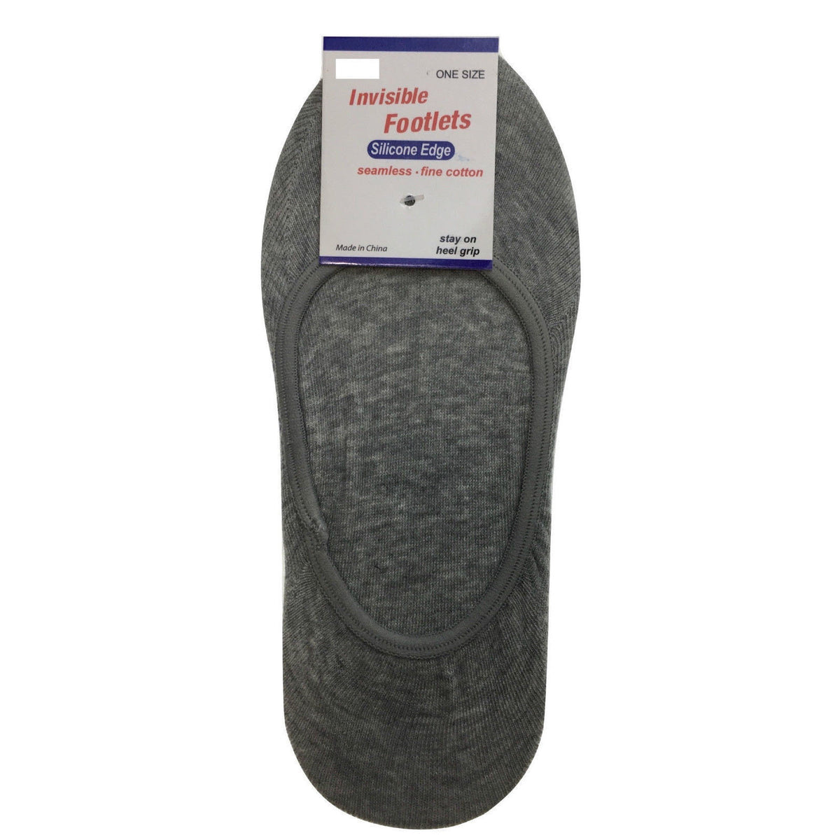 1x NO SHOW COTTON SOCKS Non Slip Heel Grip Low Cut Invisible Footlet Seamless - Grey - 2-8 V563-BR-1NSHOWCTNSOX-GRY-2_8