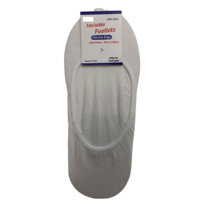1x NO SHOW COTTON SOCKS Non Slip Heel Grip Low Cut Invisible Footlet Seamless - White - 2-8 V563-BR-1NSHOWCTNSOX-WHT-2_8