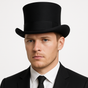 5.5"" Premium Australian Wool Felt Top Hat w/ Satin Lining Mad Hatter Magician Tuxedo in Black - 57cm V563-BR-21180-57-BLK