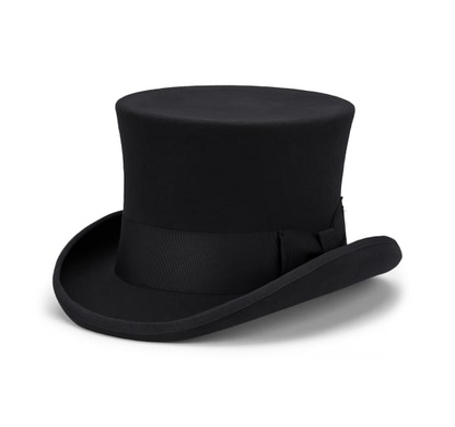 5.5"" Premium Australian Wool Felt Top Hat w/ Satin Lining Mad Hatter Magician Tuxedo in Black - 57cm V563-BR-21180-57-BLK