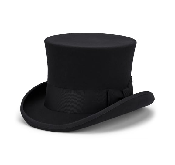5.5"" Premium Australian Wool Felt Top Hat w/ Satin Lining Mad Hatter Magician Tuxedo in Black - 58cm
