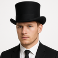 5.5"" Premium Australian Wool Felt Top Hat w/ Satin Lining Mad Hatter Magician Tuxedo in Black - 59cm