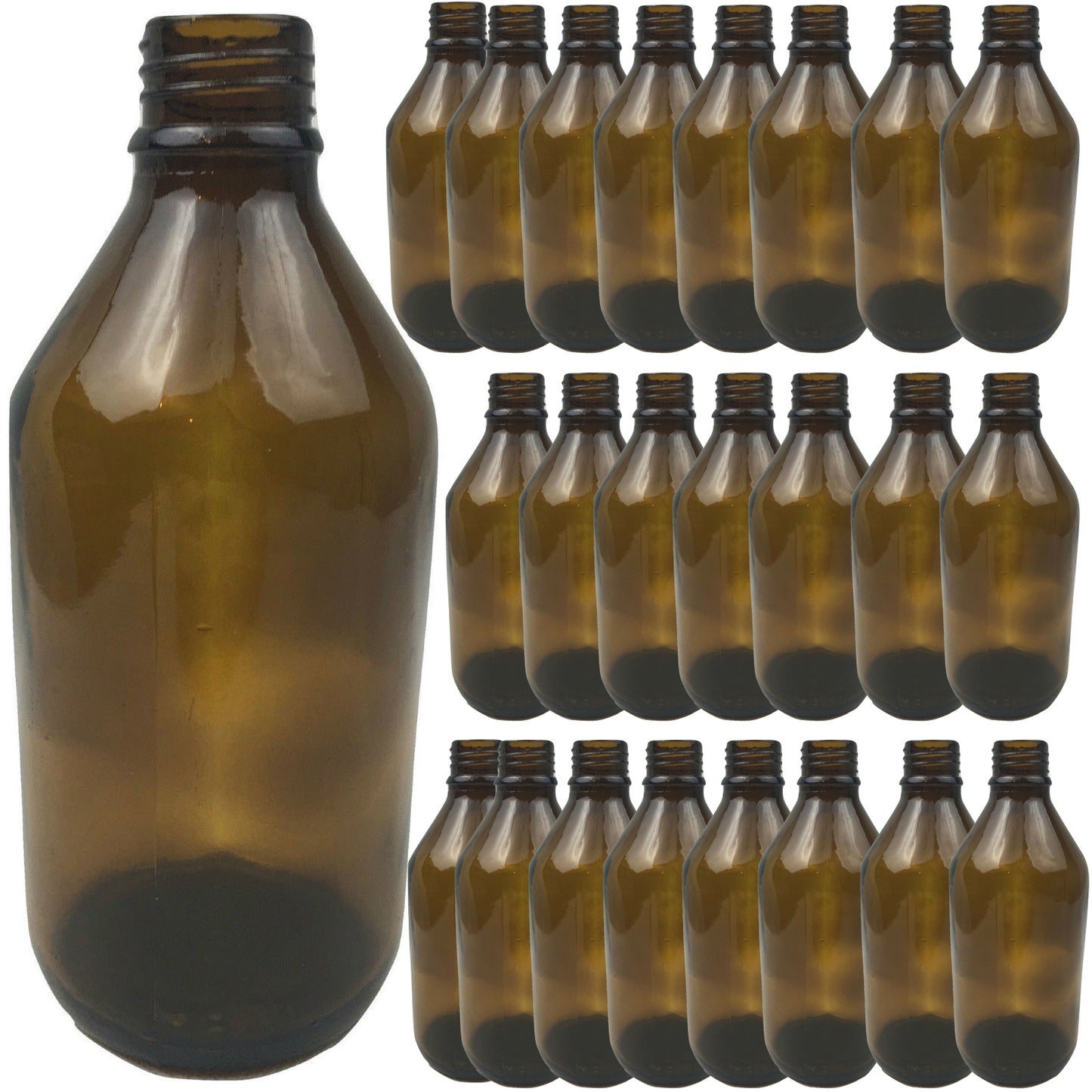 24x 600ml Amber Glass Bottle Cosmetic Essential Oil General Purpose Storage V563-BR-24BWNMEDGLASS