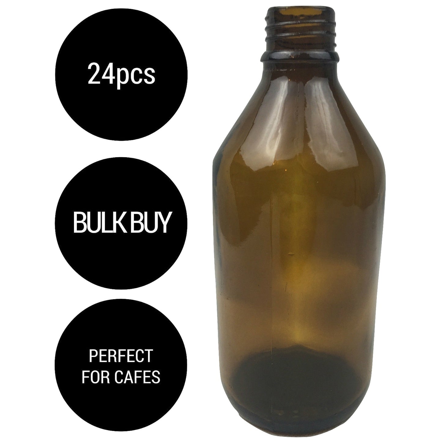 24x 600ml Amber Glass Bottle Cosmetic Essential Oil General Purpose Storage V563-BR-24BWNMEDGLASS
