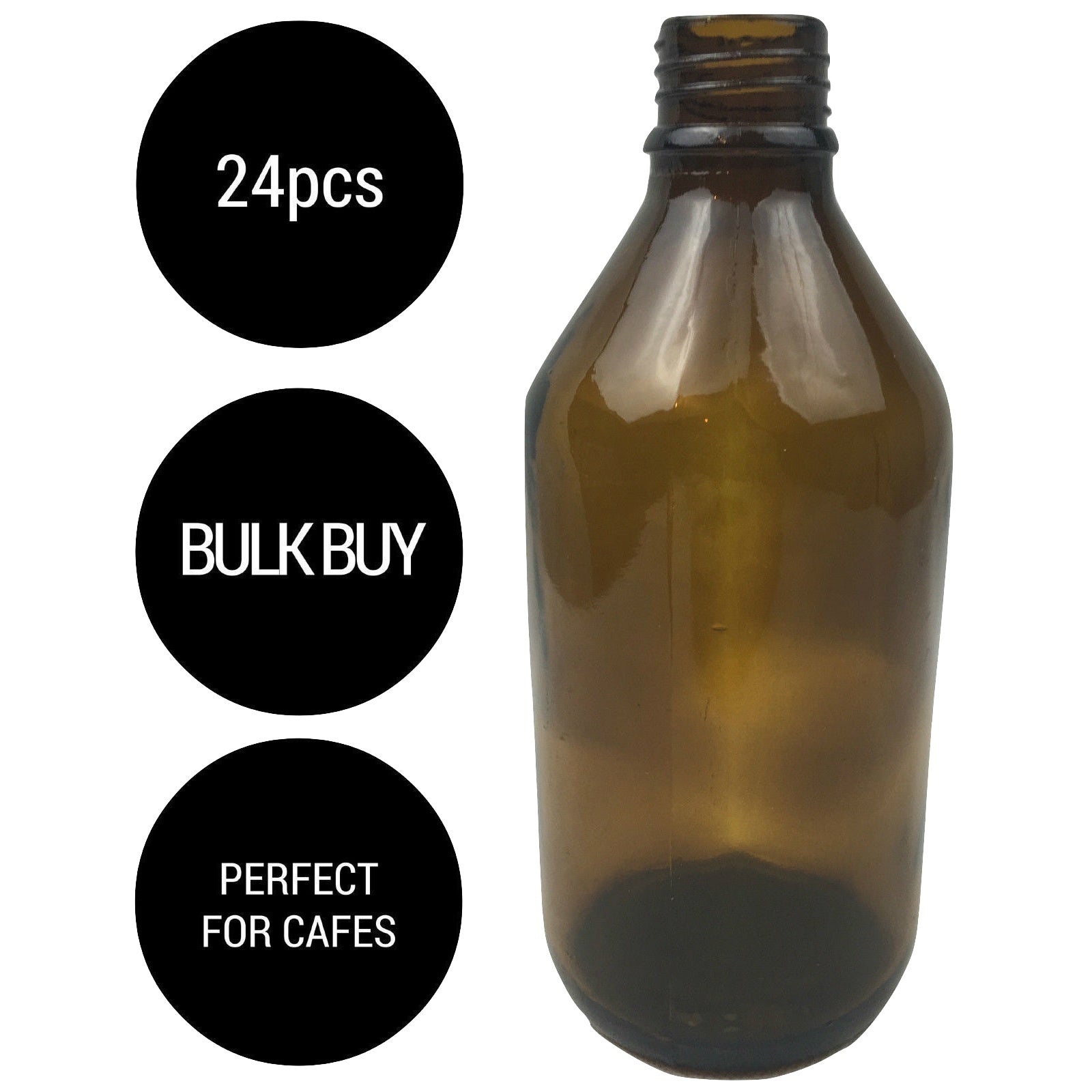 24x 600ml Amber Glass Bottle Cosmetic Essential Oil General Purpose Storage V563-BR-24BWNMEDGLASS