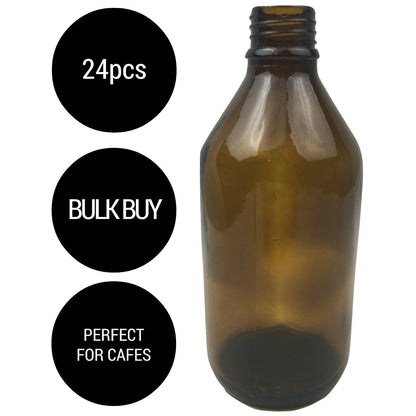 24x 600ml Amber Glass Bottle Cosmetic Essential Oil General Purpose Storage V563-BR-24BWNMEDGLASS