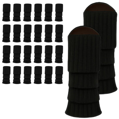 24x Womens Leg Warmers Disco Winter Knit Dance Party Crochet Legging Socks Costume - Black V563-BR-24LEGWARMS-BLK