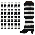 24x Womens Leg Warmers Disco Winter Knit Dance Party Crochet Legging Socks Costume - Black/White Stripe V563-BR-24LEGWARMS-BLKWHTSTR