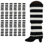 24x Womens Leg Warmers Disco Winter Knit Dance Party Crochet Legging Socks Costume - Black/White Stripe V563-BR-24LEGWARMS-BLKWHTSTR