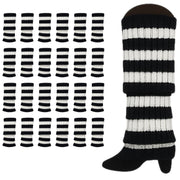 24x Womens Leg Warmers Disco Winter Knit Dance Party Crochet Legging Socks Costume - Black/White Stripe V563-BR-24LEGWARMS-BLKWHTSTR