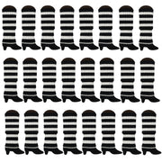 24x Womens Leg Warmers Disco Winter Knit Dance Party Crochet Legging Socks Costume - Black/White Stripe V563-BR-24LEGWARMS-BLKWHTSTR