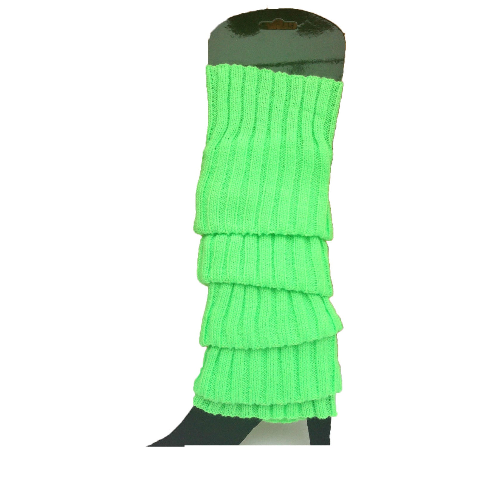 24x Womens Leg Warmers Disco Winter Knit Dance Party Crochet Legging Socks Costume - Fluro Green V563-BR-24LEGWARMS-FLUGRN