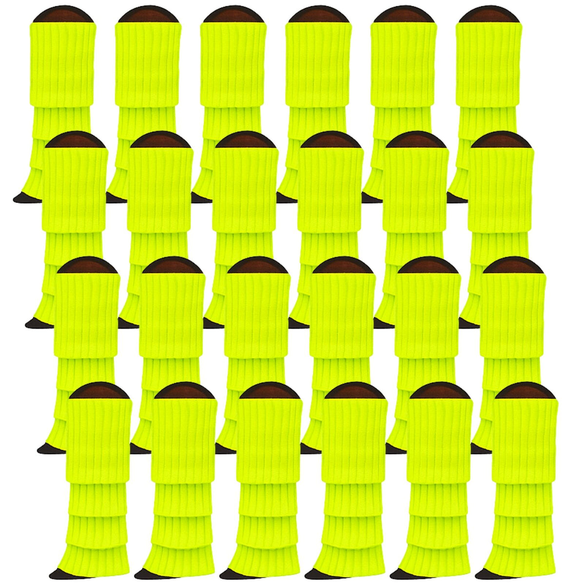 24x Womens Leg Warmers Disco Winter Knit Dance Party Crochet Legging Socks Costume - Fluro Yellow V563-BR-24LEGWARMS-FLUYLW