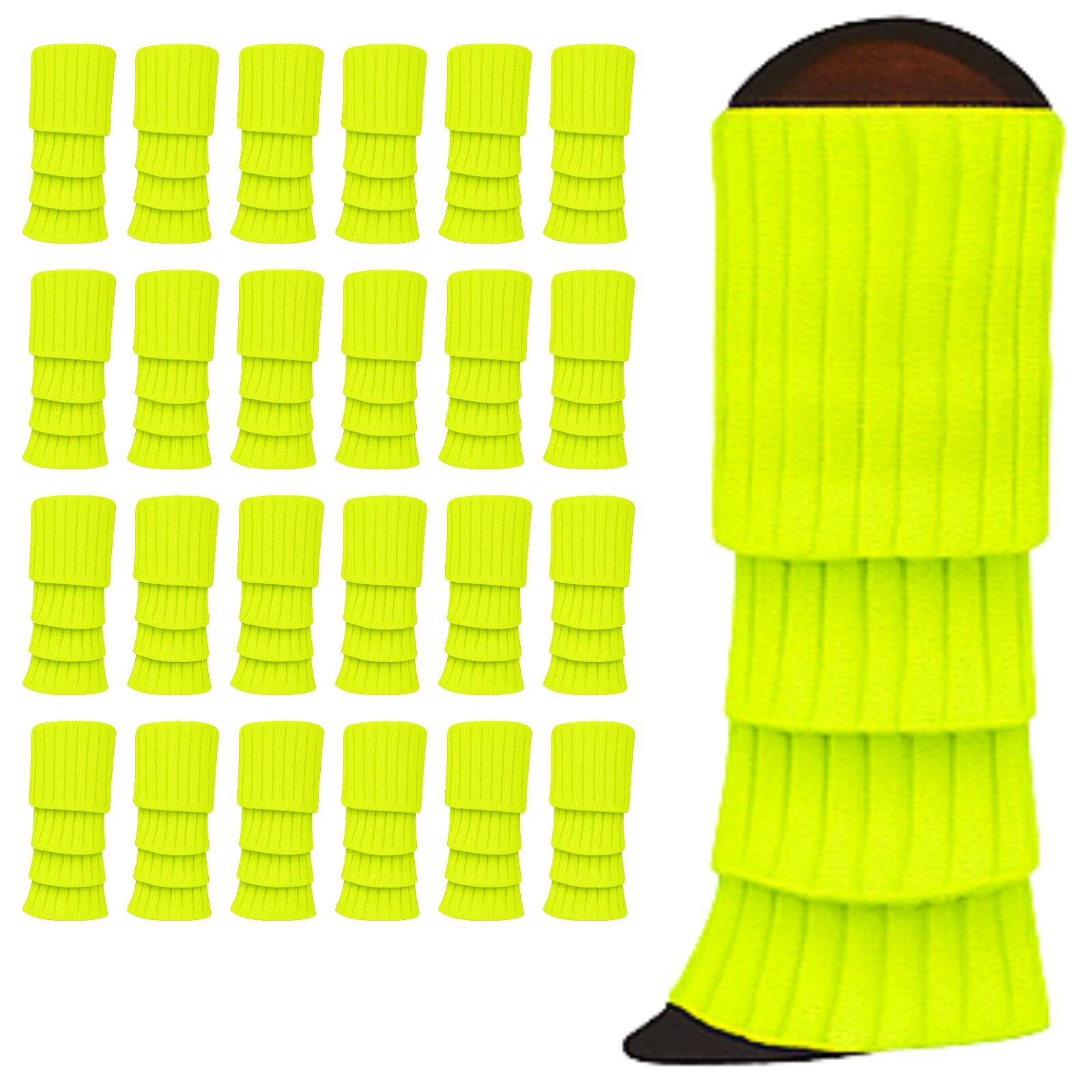 24x Womens Leg Warmers Disco Winter Knit Dance Party Crochet Legging Socks Costume - Fluro Yellow V563-BR-24LEGWARMS-FLUYLW