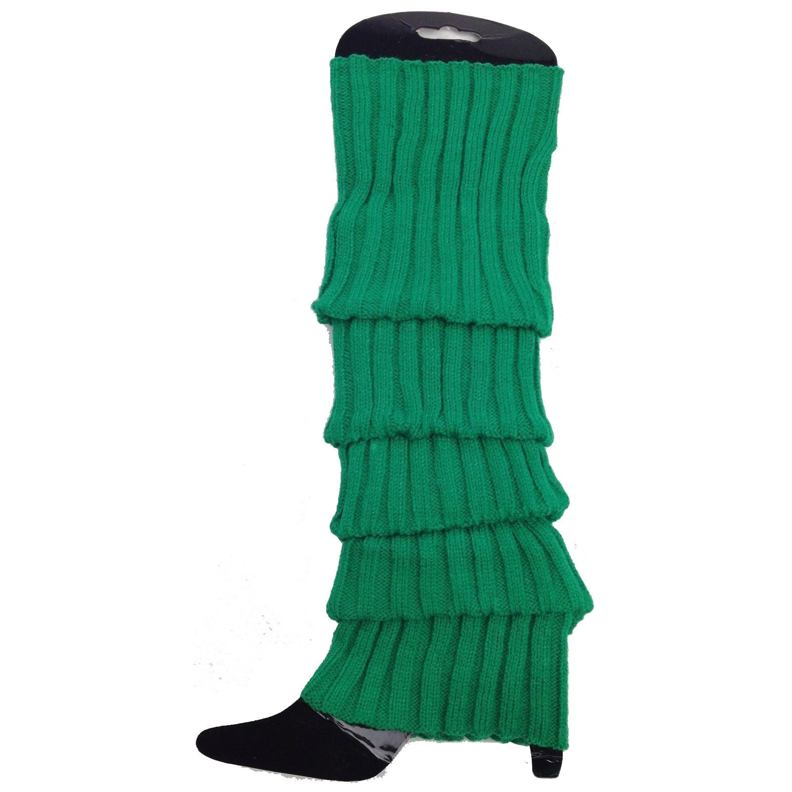 24x Womens Leg Warmers Disco Winter Knit Dance Party Crochet Legging Socks Costume - Green V563-BR-24LEGWARMS-GRN