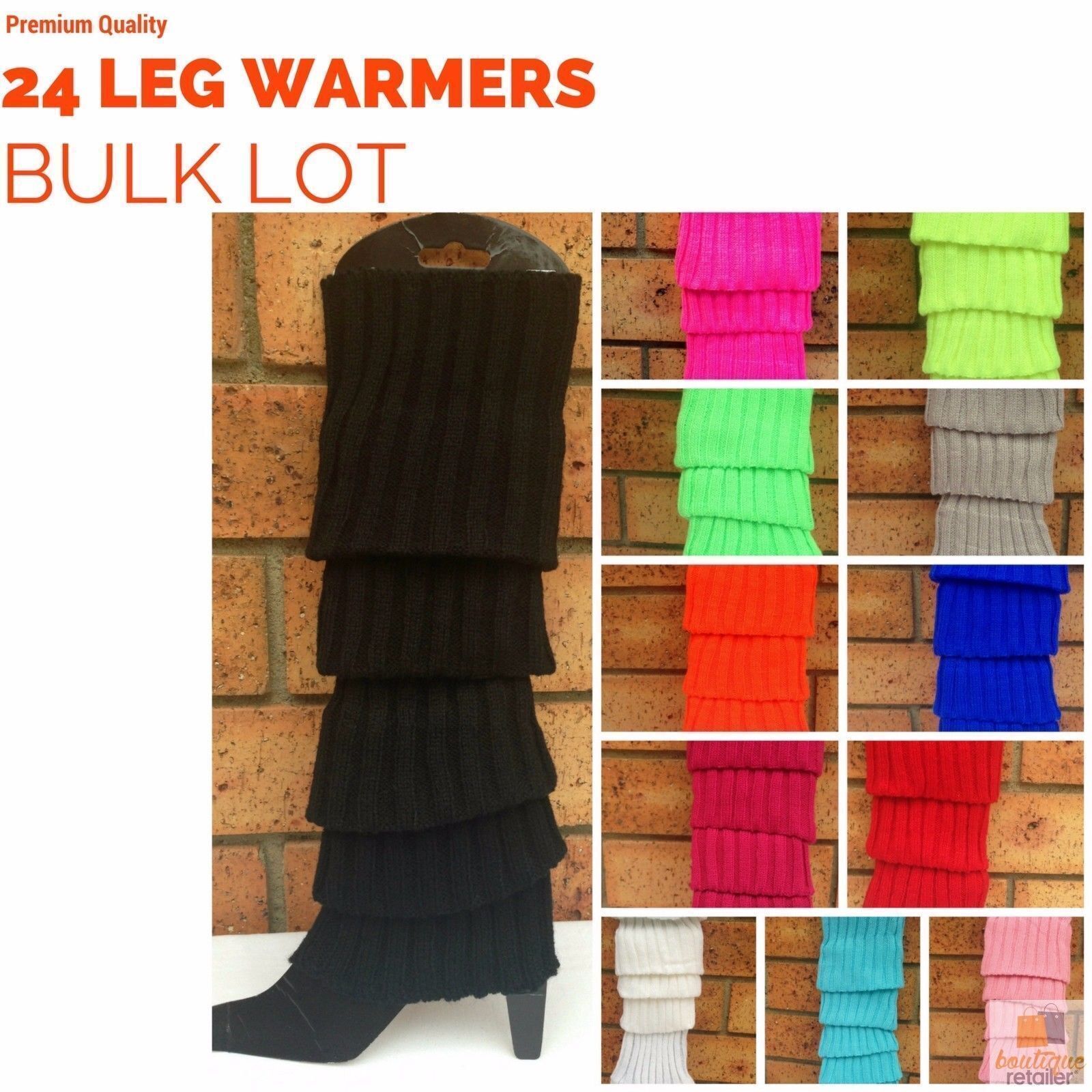24x Womens Leg Warmers Disco Winter Knit Dance Party Crochet Legging Socks Costume - Green V563-BR-24LEGWARMS-GRN