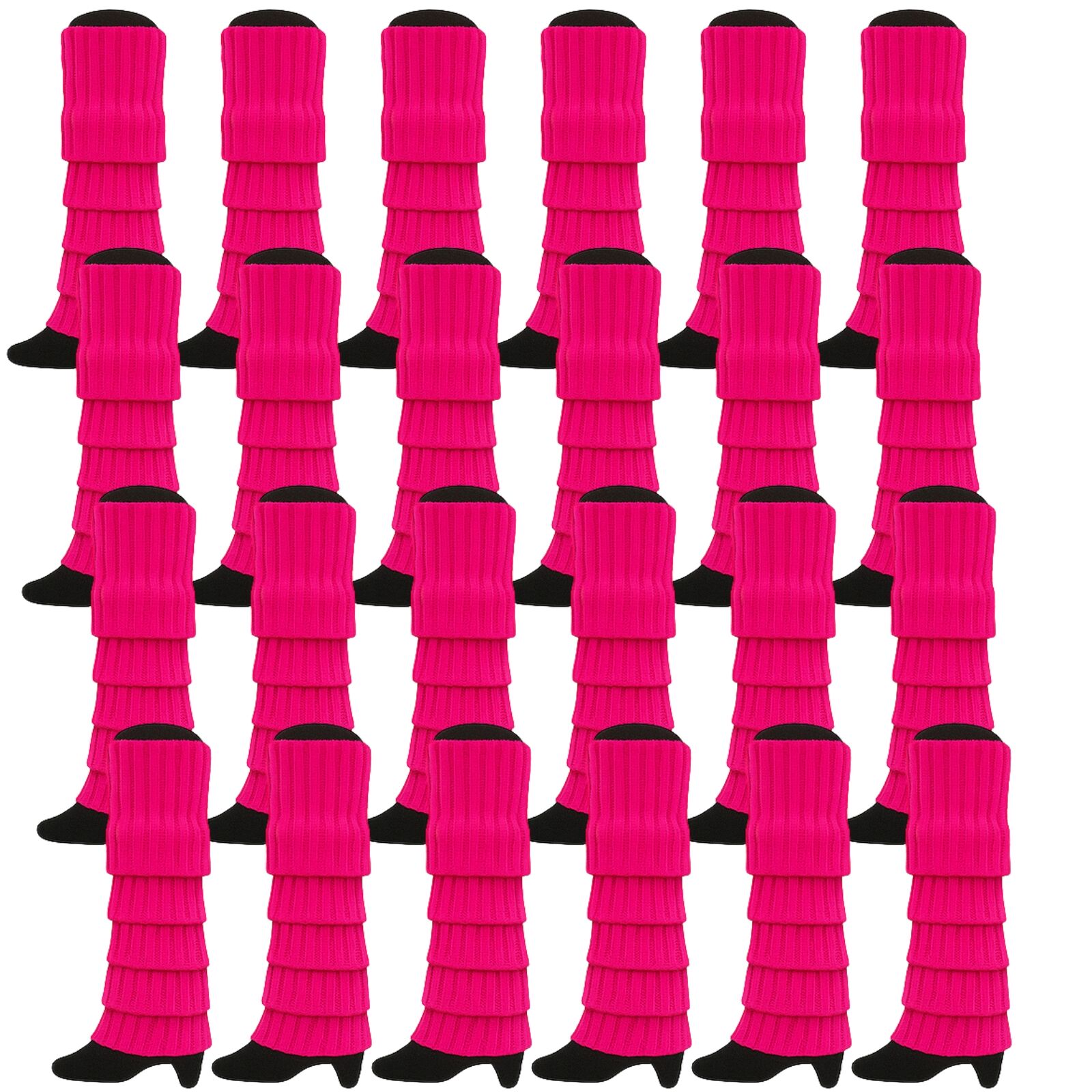24x Womens Leg Warmers Disco Winter Knit Dance Party Crochet Legging Socks Costume - Hot Pink V563-BR-24LEGWARMS-HTPNK