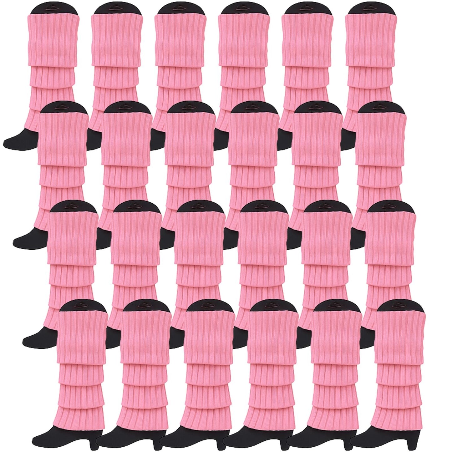 24x Womens Leg Warmers Disco Winter Knit Dance Party Crochet Legging Socks Costume - Light Pink V563-BR-24LEGWARMS-LHTPNK