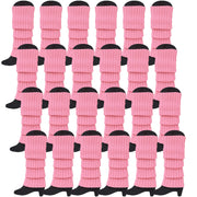24x Womens Leg Warmers Disco Winter Knit Dance Party Crochet Legging Socks Costume - Light Pink V563-BR-24LEGWARMS-LHTPNK