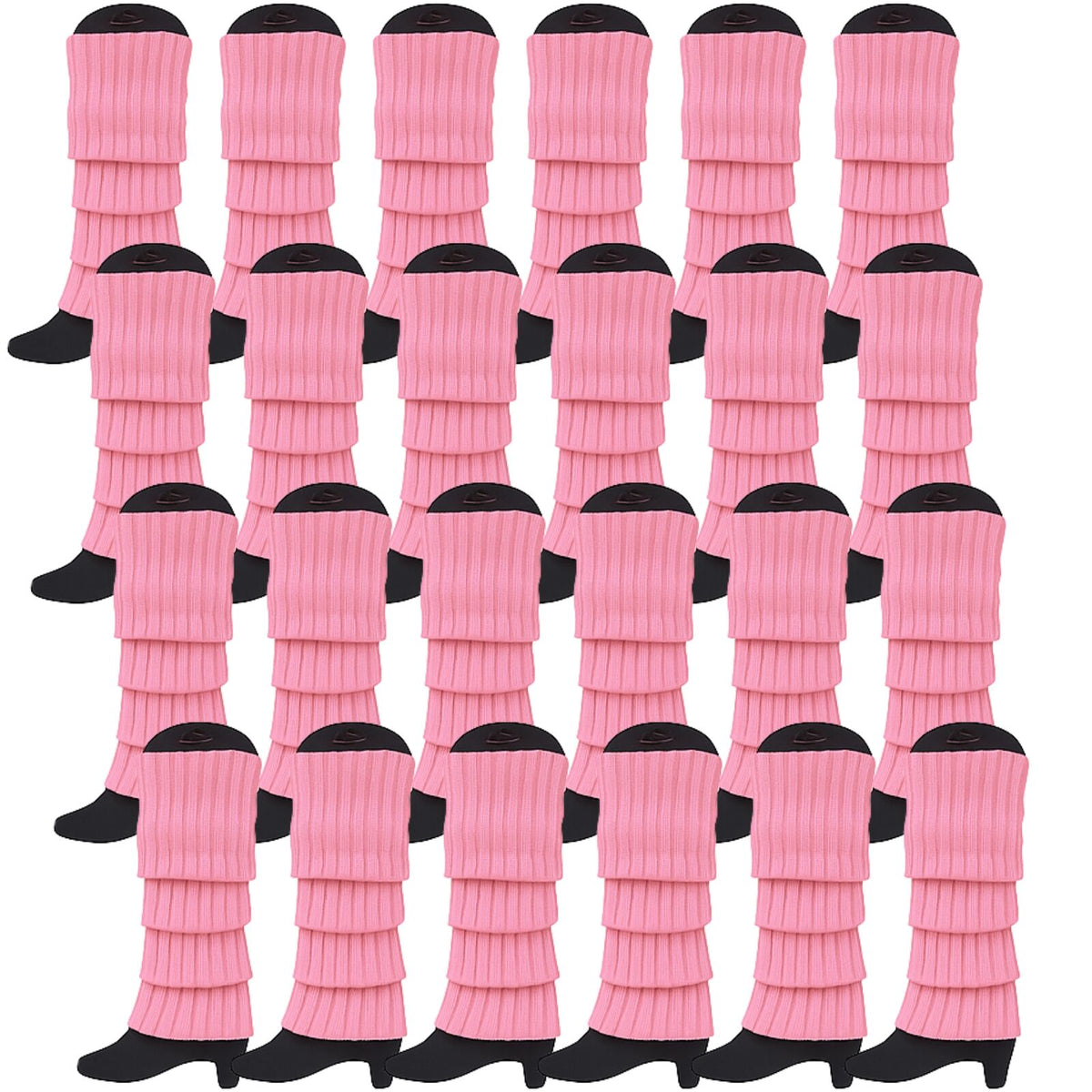 24x Womens Leg Warmers Disco Winter Knit Dance Party Crochet Legging Socks Costume - Light Pink V563-BR-24LEGWARMS-LHTPNK
