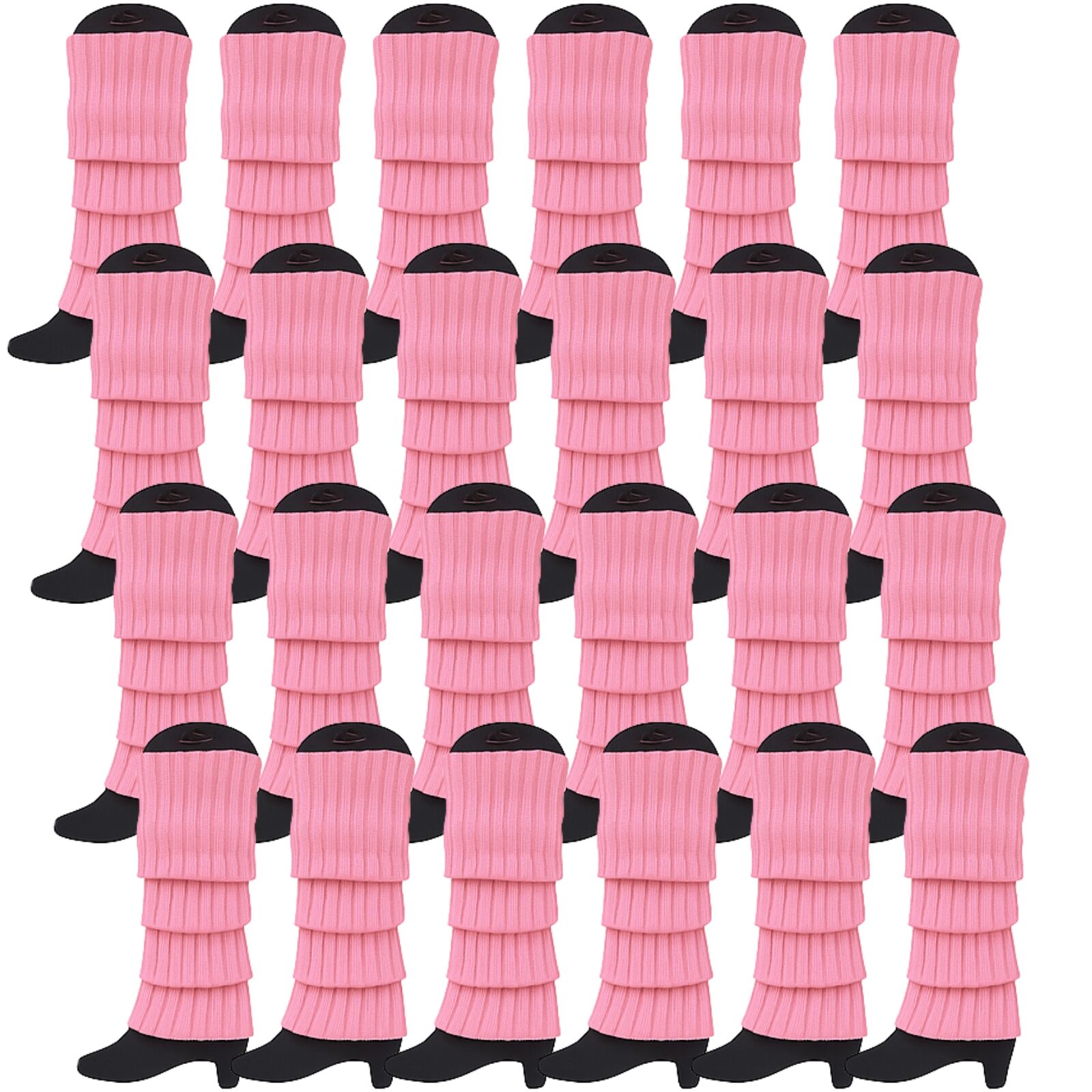 24x Womens Leg Warmers Disco Winter Knit Dance Party Crochet Legging Socks Costume - Light Pink V563-BR-24LEGWARMS-LHTPNK