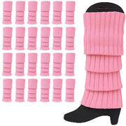 24x Womens Leg Warmers Disco Winter Knit Dance Party Crochet Legging Socks Costume - Light Pink V563-BR-24LEGWARMS-LHTPNK